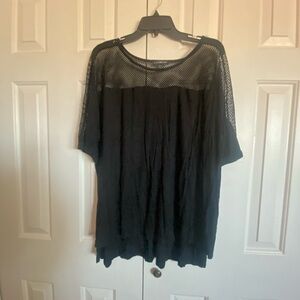 Lane Bryant Black Mesh Blouse